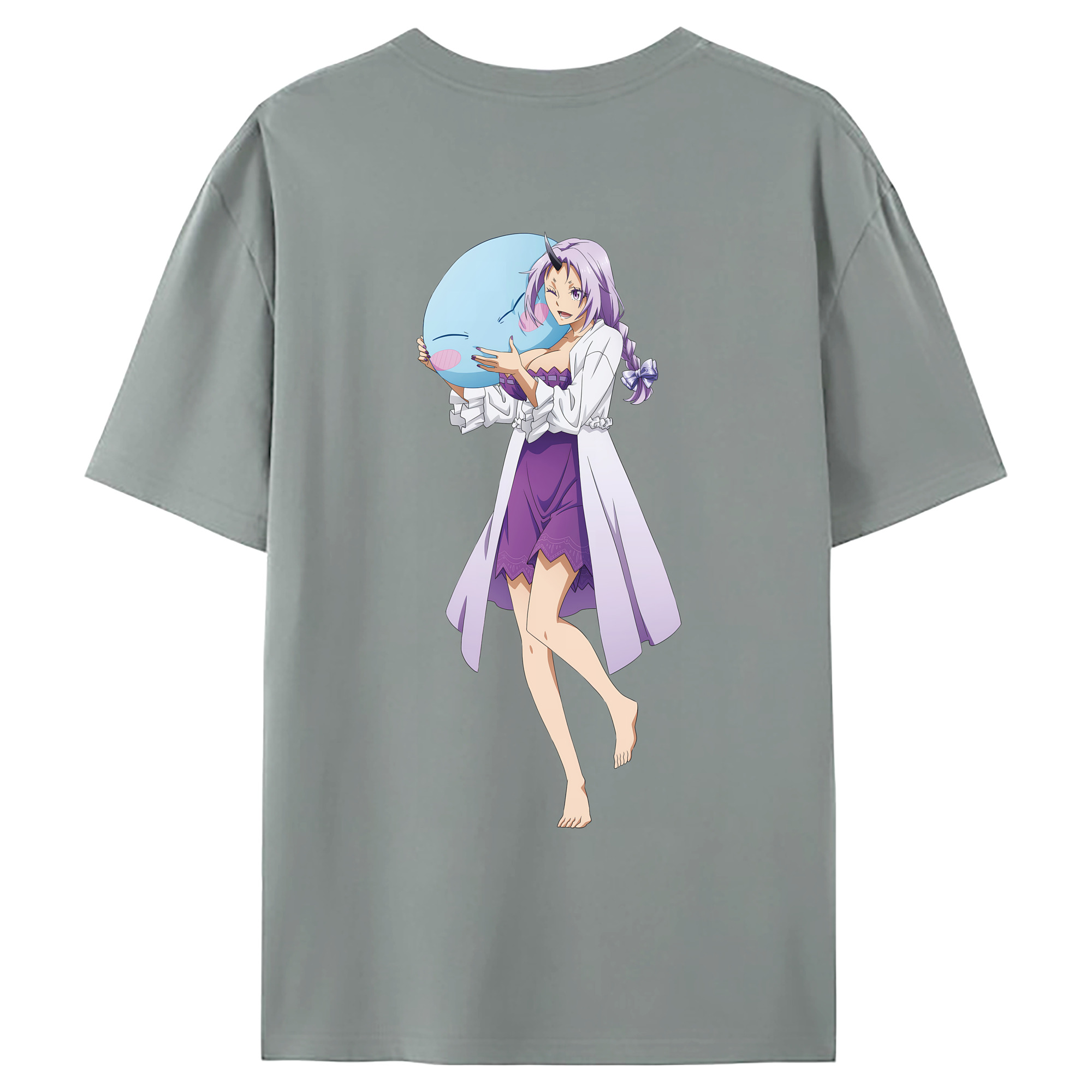（画像用） 転スラ Regarding Reincarnated to Slime 綿100％ メンズ半袖Tシャツ（バックプリント） 通気性
